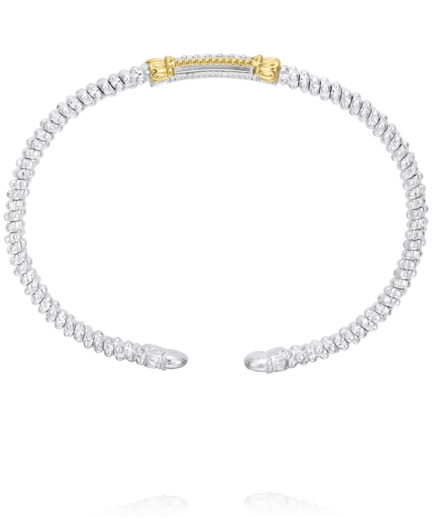 14K Yellow Gold and Sterling Silver Diamond Bangle Bracelet