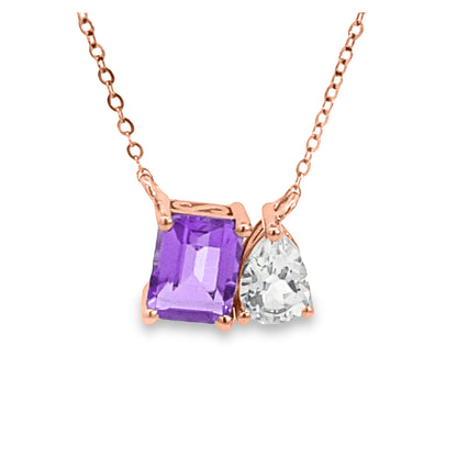 Two-Stone Amethyst and White Topaz Necklace