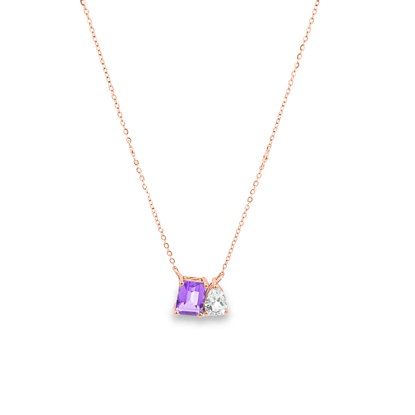 Two-Stone Amethyst and White Topaz Necklace