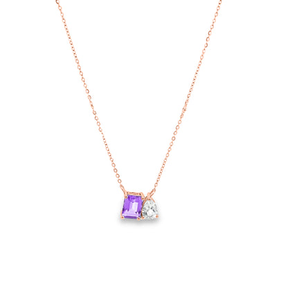 Two-Stone Amethyst and White Topaz Necklace