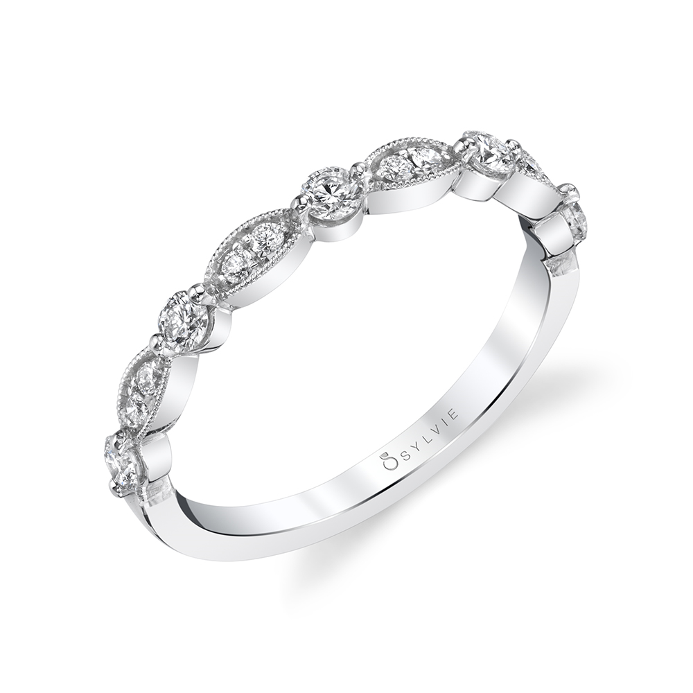 14K White Gold Stackable Wedding Band