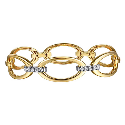 14K White & Yellow Gold Diamond Link Bangle