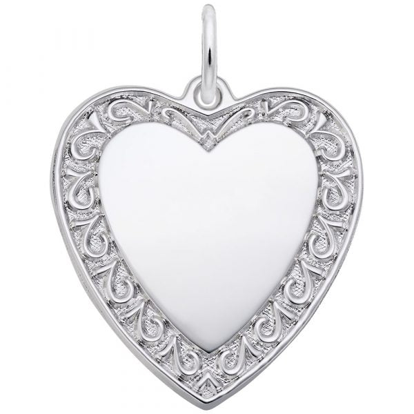 Scrolled Classic Heart Charm