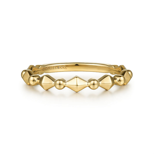 14K Yellow Gold Geometric Station Stackable Ring