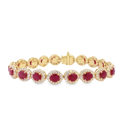 Stern International | 14K Yellow Gold Diamond and Ruby Bracelet