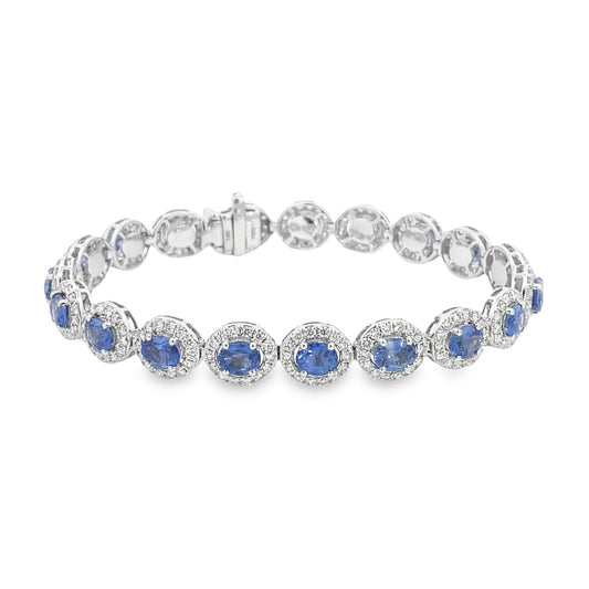 Stern International | 14K White Gold Diamond and Sapphire Bracelet