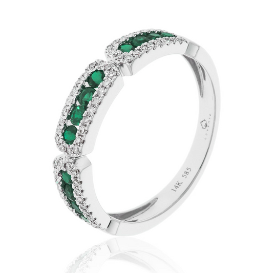 14K Art Deco Emerald and Diamond Ring