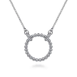 925 Sterling Silver Bujukan White Sapphire Open Circle Pendant Necklace