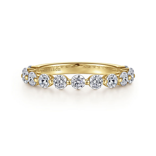 14K Yellow Gold Single Prong Diamond Anniversary Band