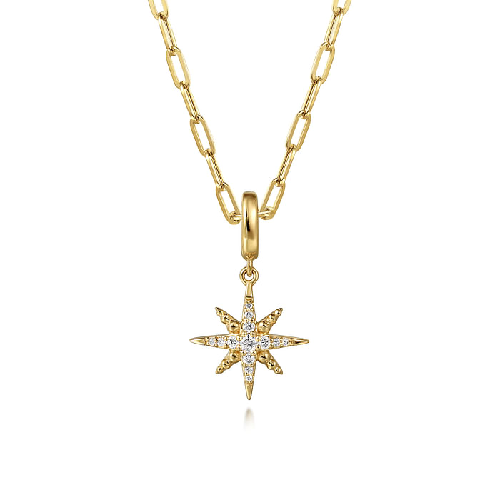 14K Yellow Gold Diamond Star Charm