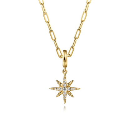 14K Yellow Gold Diamond Star Charm