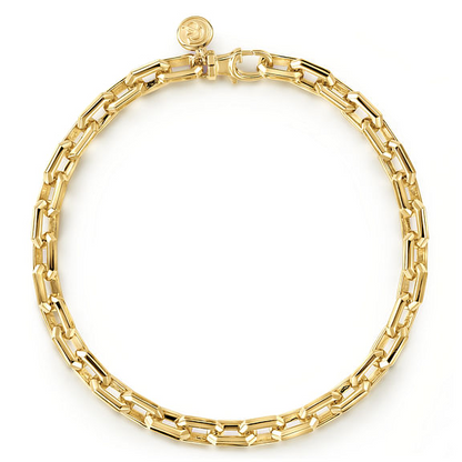 14K Yellow Gold Men's Faceted Chain Bracelet