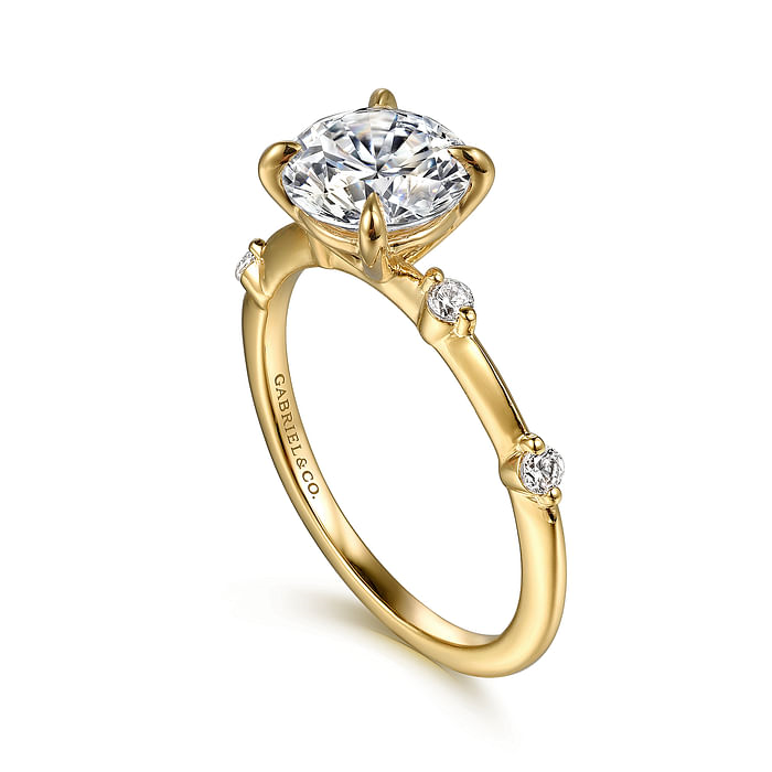 Frances - 14K Yellow Gold Round Diamond Engagement Ring