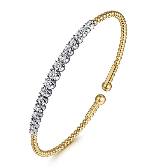 14K White and Yellow Gold Diamond Bujukan Bangle