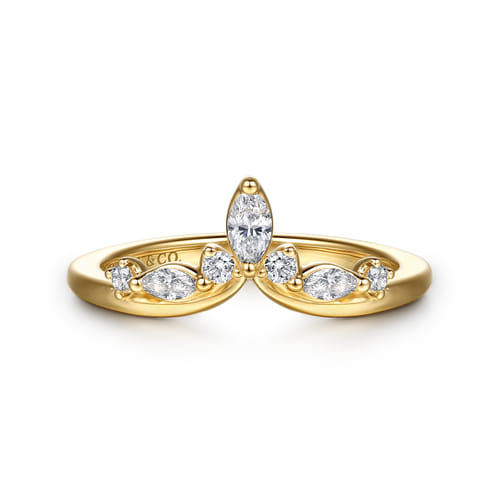 14K Yellow Gold Marquise and Round Diamond Anniversary Band (.25 CTW)