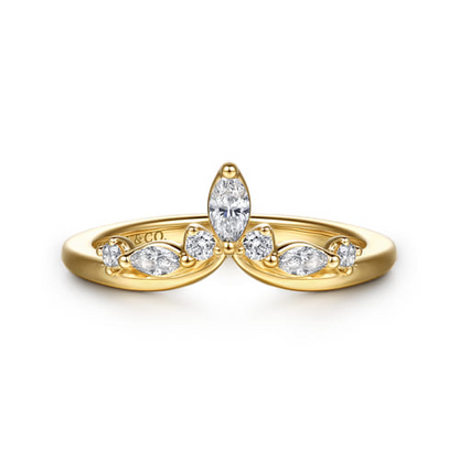 14K Yellow Gold Marquise and Round Diamond Anniversary Band (.25 CTW)