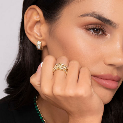 14K Yellow Gold Bujukan Diamond J Hoop Stud Earrings - 0.24 carats