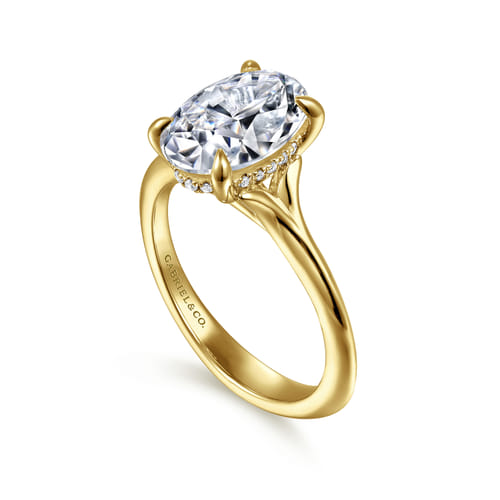 14K Yellow Gold Diamond Engagement Ring Mounting – Contemporary Collection (.07 CTW Accent Diamonds)