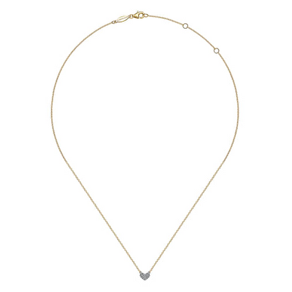 14K White and Yellow Gold Diamond Heart Pendant Necklace