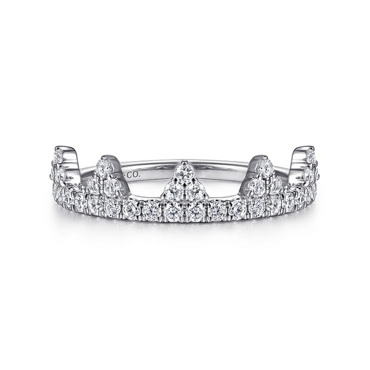 14K White Gold Diamond Crown Ring