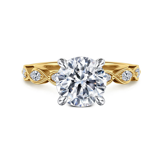 Claudia - 14K White-Yellow Gold Round Diamond Engagement Ring