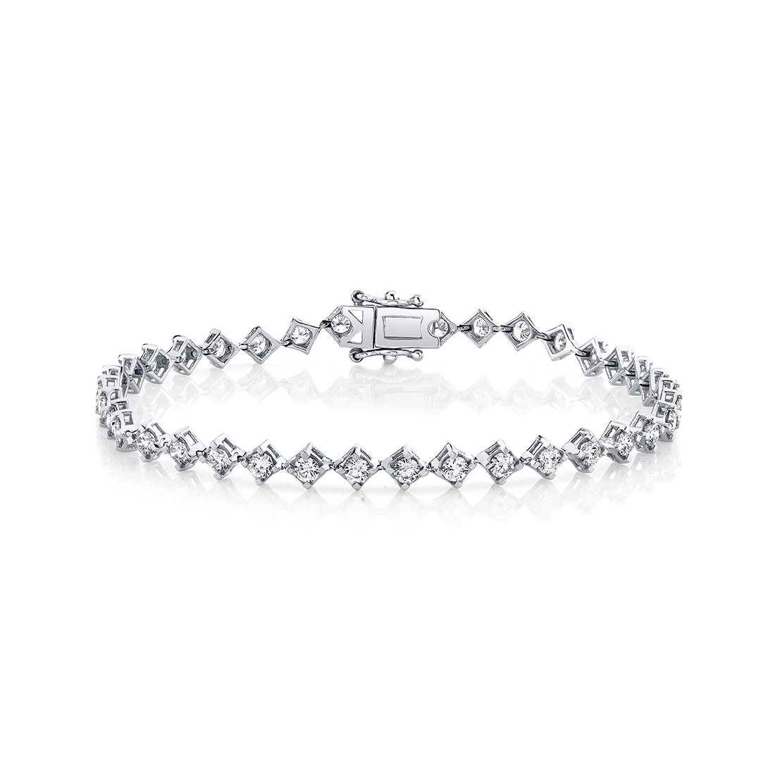 DIAMOND FOUR PRONG OFFSET TENNIS BRACELET, 2.50 TWT