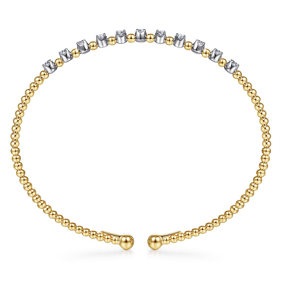 14K White-Yellow Gold Bujukan Diamond Split Bangle