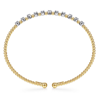 14K White-Yellow Gold Bujukan Diamond Split Bangle