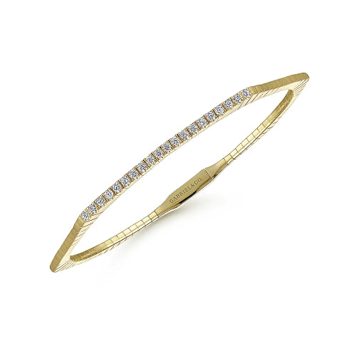 14K Yellow Gold Diamond Hexagon Shape Bangle