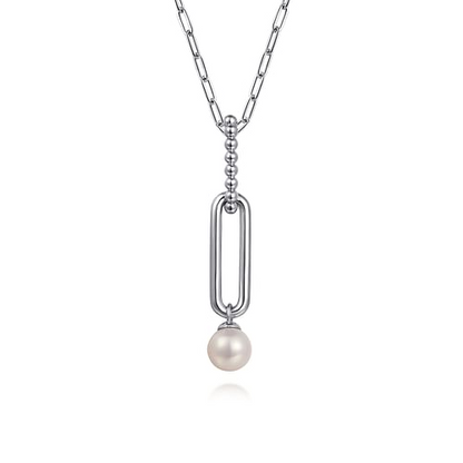 925 Sterling Silver Pearl Bujukan Drop Necklace
