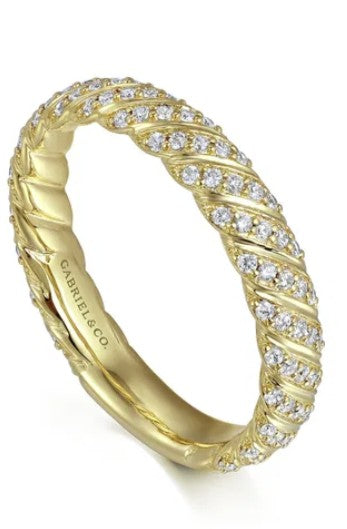 14K Diamond Rope Ladies Stackable Ring - 0.40 Carats