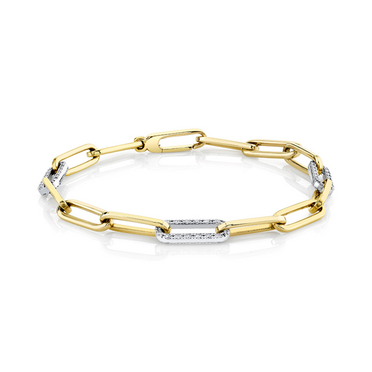 14K Diamond Paperclip Bracelet