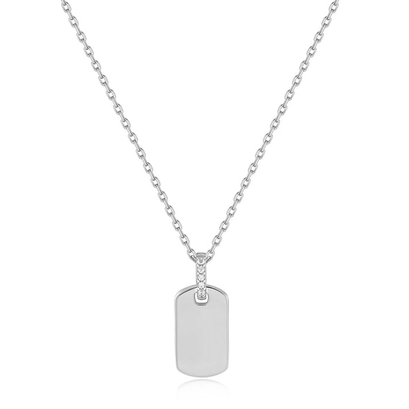 Silver Glam Tag Necklace