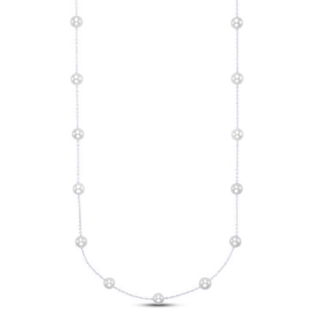 White Gold Tin Cup Pearl Necklace