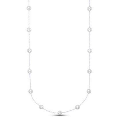 White Gold Tin Cup Pearl Necklace