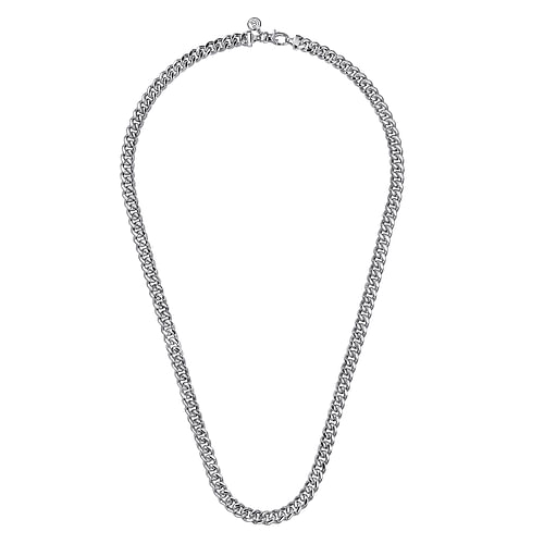 925 Sterling Silver Solid Mens Diamond Cut Cuban Link Chain Necklace