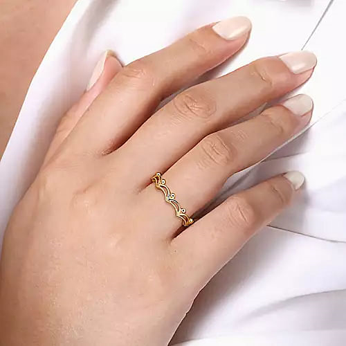 14K Yellow Gold Crown Bujukan Stackable Ring