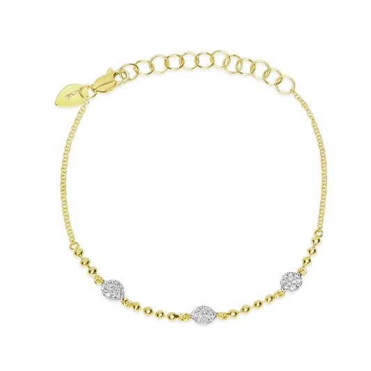 Meira T Designs | Ball Chain Diamond Disk Bracelet