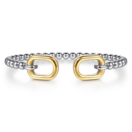 14K Yellow Gold and Sterling Silver Bujukan Open Bangle Bracelet