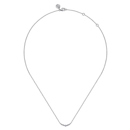 14K White Gold White Sapphire Bar Necklace