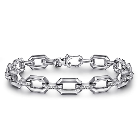 Sterling Silver White Sapphire Link Chain Tennis Bracelet