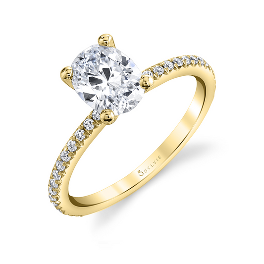 14K Diamond Oval Engagement Ring