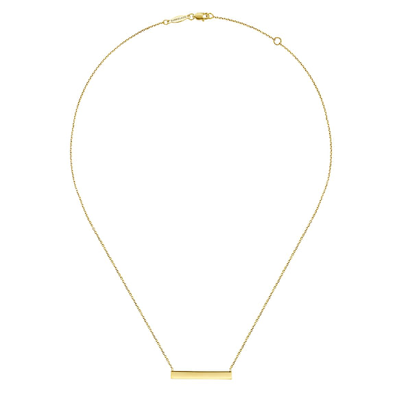 14K Yellow Gold Smooth Bar ID Necklace