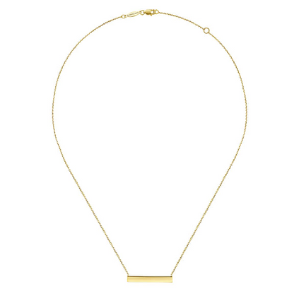 14K Yellow Gold Smooth Bar ID Necklace