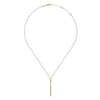 14K Yellow Gold Diamond Pendant Drop Necklace