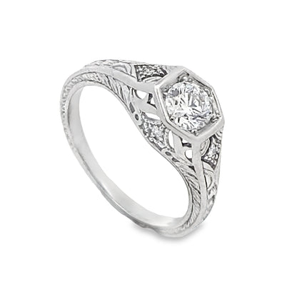 ** Elegant Solitaire Diamond Engagement Ring in 14k White Gold**