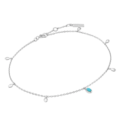 Silver Turquoise Drop Pendant Anklet