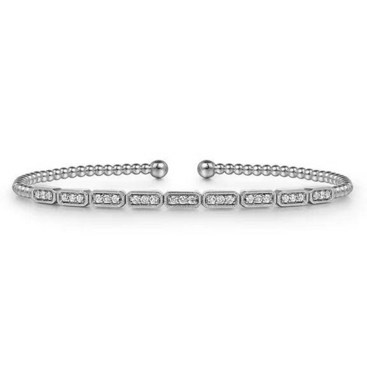 14K White Gold Diamond Bangle