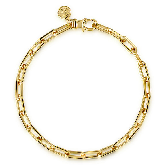 14K Yellow Gold Men's Elongated Chain Bracelet