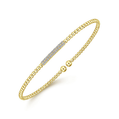 14K Yellow Gold Bujukan Bead Bangle with Diamonds